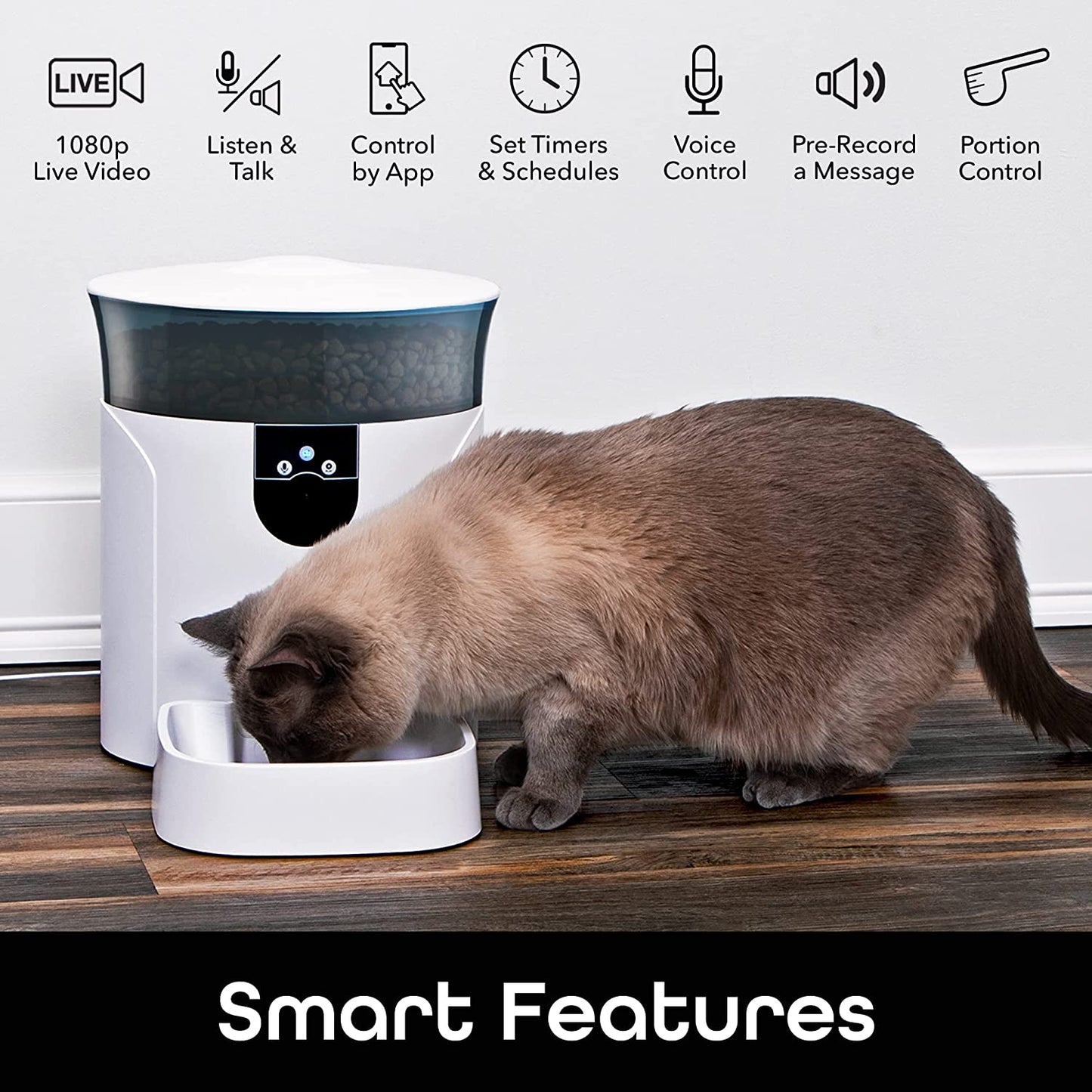 Geeni Smart Feeder, 4 Liter Automatic Pet Dog and Cat Feeder, Wi-Fi Control Compatible with Alexa and Google Home