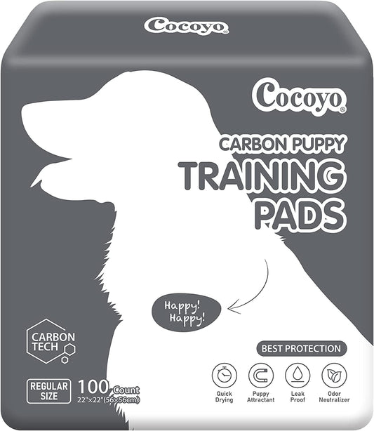 COCOYO Dog Training Pads 丨 Carbon Absorb Eliminating Urine Odor Doggie Training Pads 丨 Premium Charcoal Dog Pee Pads (100 Count, 22X22 Inch),Gray