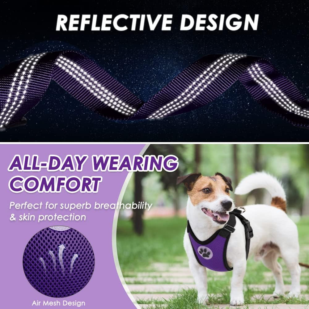 Lukovee Dog Seat Belt for Car, Adjustable Dog Car Harness for Large Medium Small Dogs, Soft Padded & Breathable Mesh Dog Seatbelt with Car Vehicle Connector Strap (Purple,Medium)