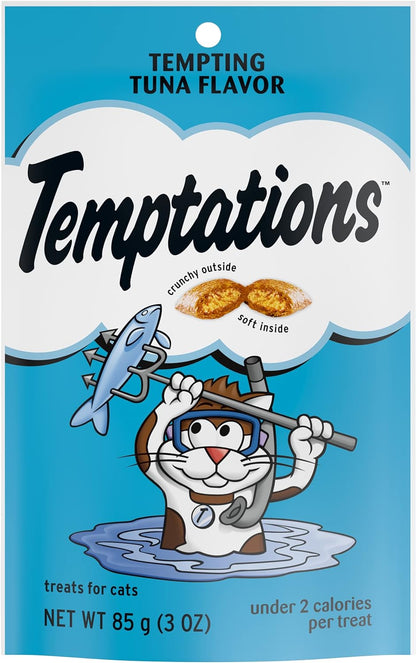 TEMPTATIONS Classic Crunchy and Soft Cat Treats Tempting Tuna Flavor, 3 Oz. Pouch (Pack of 12)