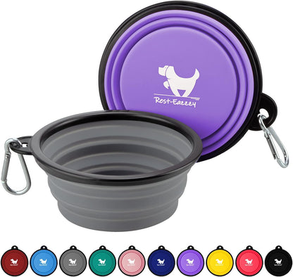 Collapsible Dog Bowls for Travel, 2-Pack Dog Portable Water Bowl for Dogs Cats Pet Foldable Feeding Watering Dish for Traveling Camping Walking with 2 Carabiners, BPA Free