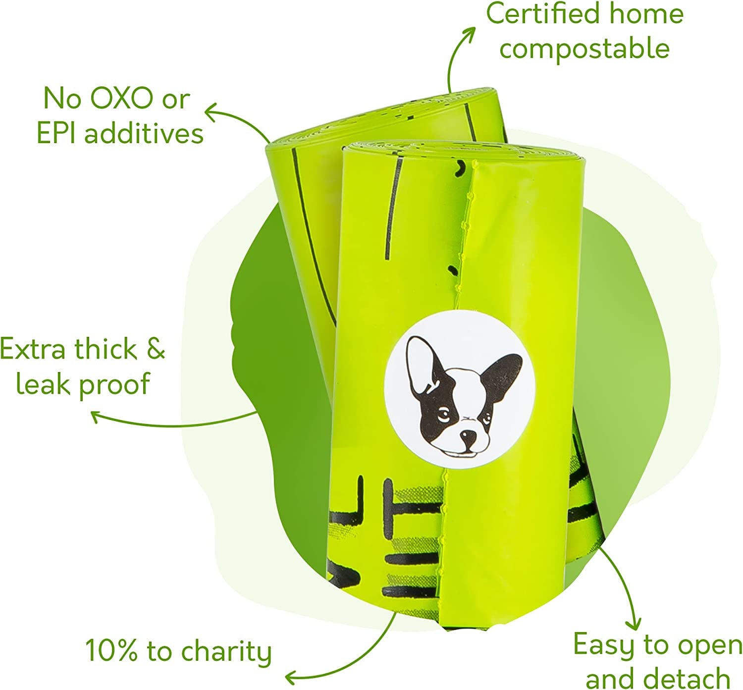 100% Certified Home Compostable Dog Poop Bags - 10% to Charity - ASTM D6400 & EN 13432 Compliant Dog Waste Bags - 120 Bags - 8 X Rolls of Plant Based Compostable Poop Bags - Thick Doggie Poop Bags