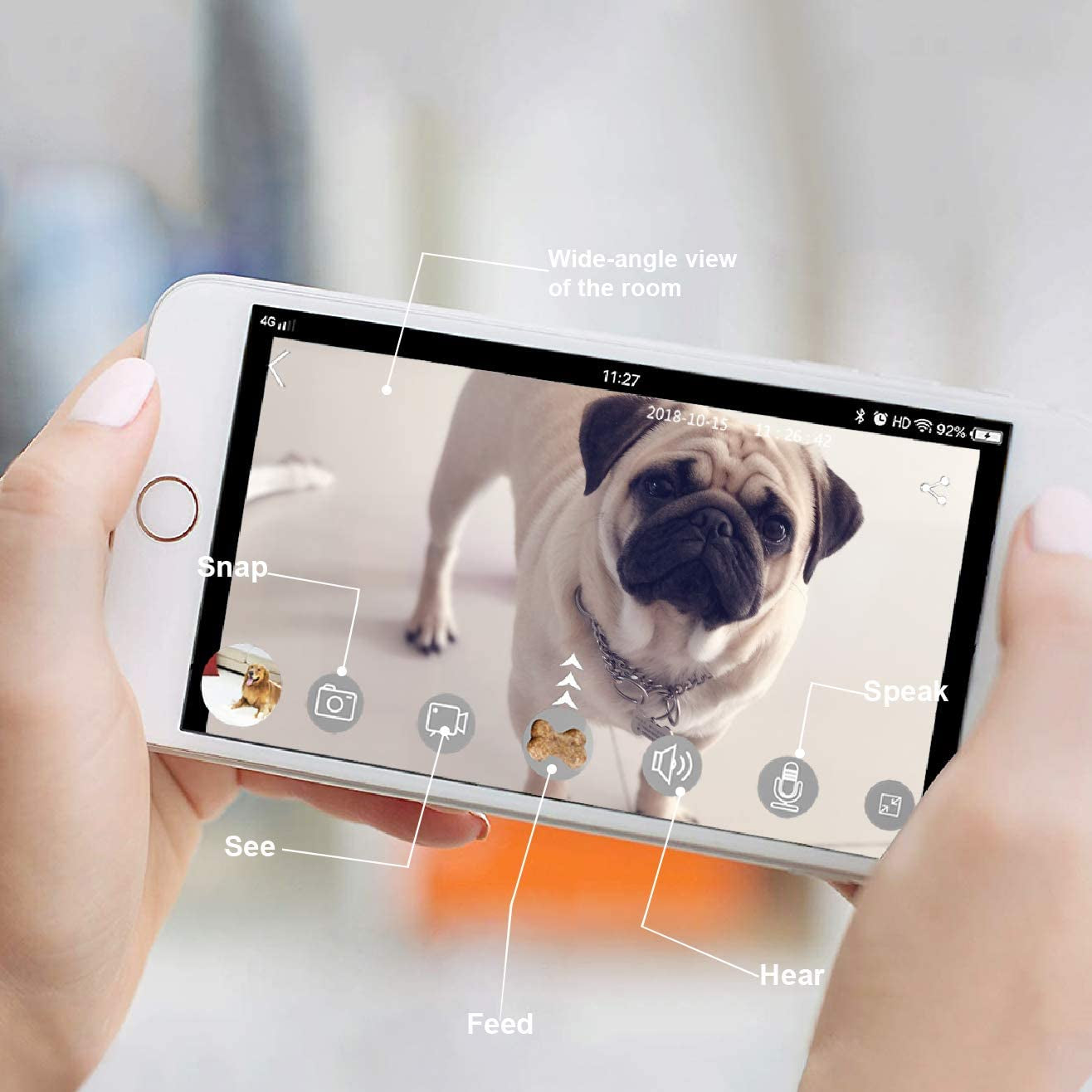 SKYMEE Petalk AI II Dog Camera Automatic Treat Dispenser, 5G Wifi Full HD Pet Camera with 180° Pan Full-Room View