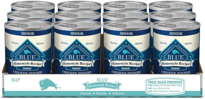 Blue Buffalo Homestyle Recipe Natural Senior Wet Dog Food, Chicken 12.5-Oz Can (Pack of 12)