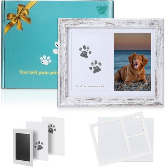 Kcrasan Dog Paw Print Kit Frame - Pet Memorial Picture Frame with Pawprints - Dog or Cat Paw Print Kit, Pet Keepsake Picture Frame for Pet Love Dog Memorial Gifts for Paw Print Frame, Sympathy Gift