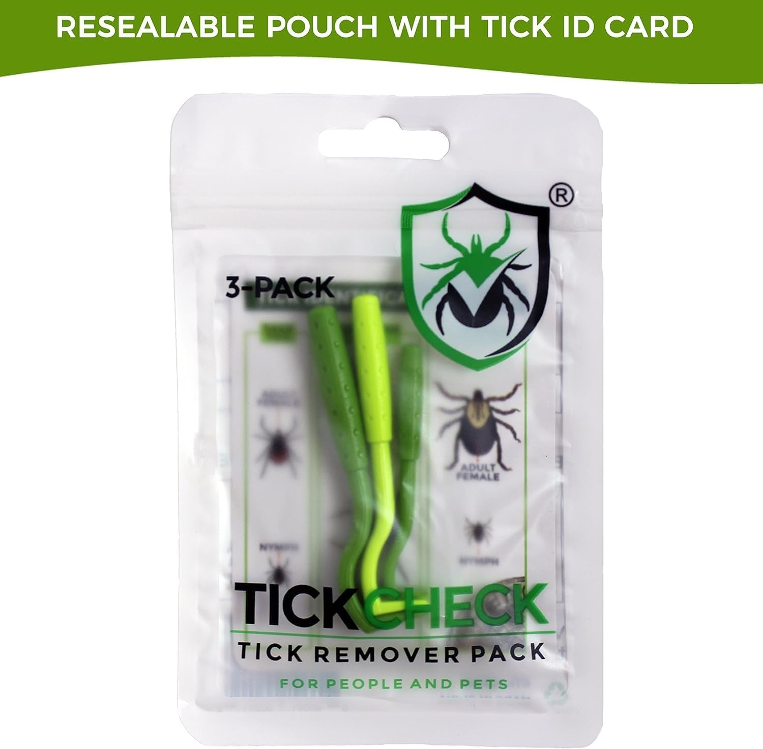 Tick Remover Value 3 Pack - Tick Remover Tools + Tick Identification Card - for Humans, Dogs & Cats (1 Set)