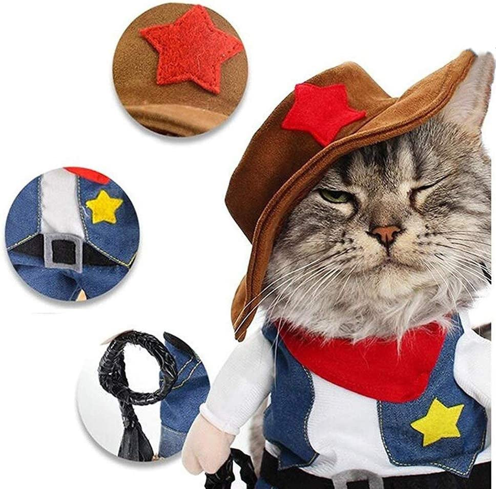 NACOCO Halloween Cowboy Dog Costume - Pet Clothes Costumes with Hat for Dog and Cat Blue(M)