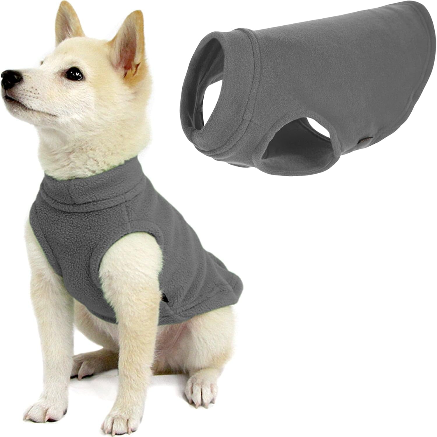 Gooby Stretch Fleece Vest Dog Sweater - Gray, Medium - Warm Pullover Fleece Dog Jacket - Winter Dog Clothes for Small Dogs Boy or Girl - Dog Sweaters for Small Dogs to Dog Sweaters for Large Dogs