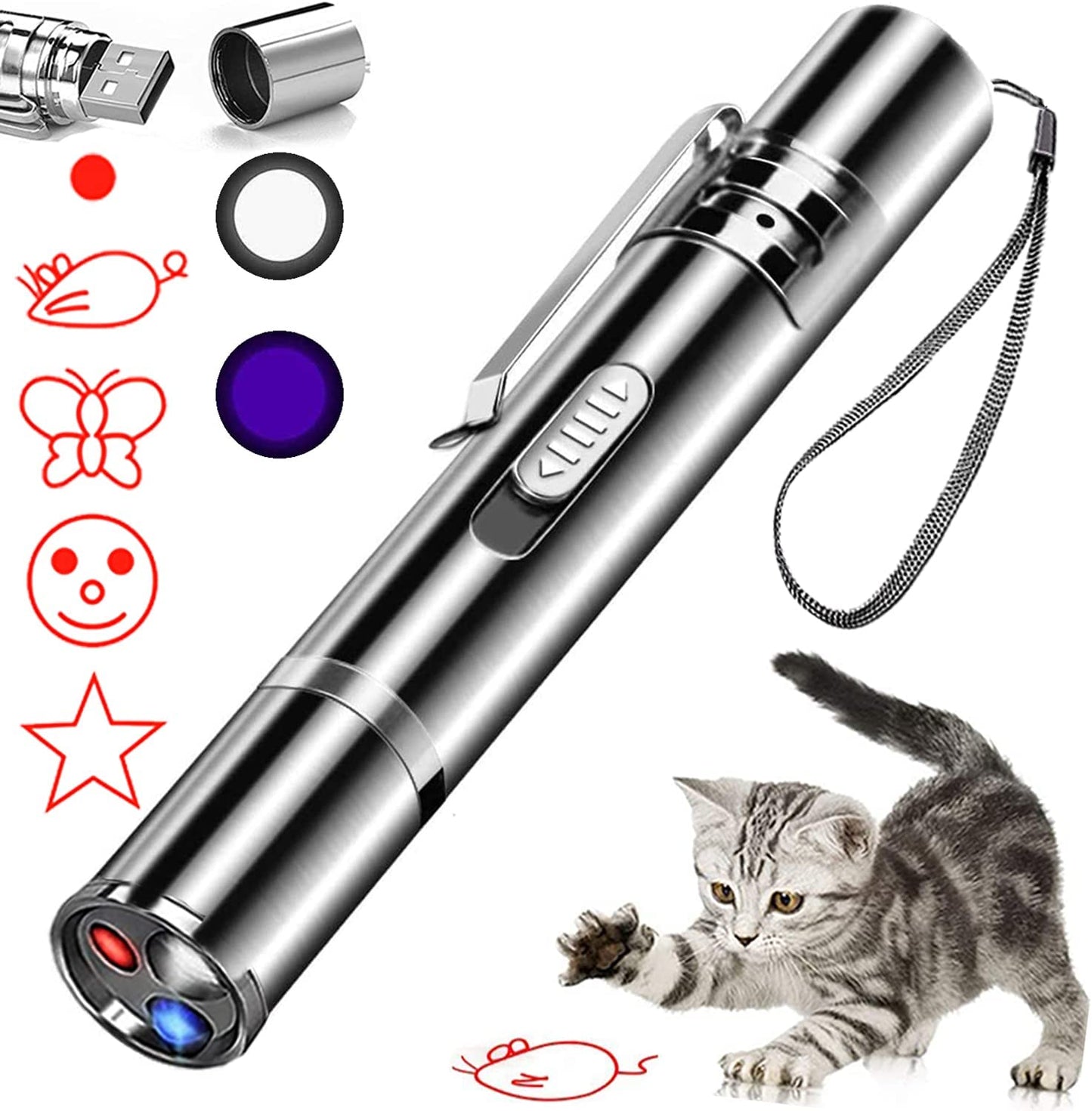 2023 Long Range Green Laser Pointer with USB Charging Cable, Laser Pointer, Laser Pointer for Indoor Meetings, Presentation, Cat Toys and Outdoor Adventures