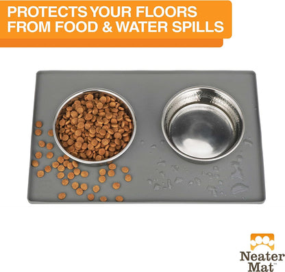 Neater Pet Brands Neater Mat - Waterproof Silicone Pet Bowls Mat - Protect Floors from Food & Water (Aquamarine, 32" X 24" Silicone)