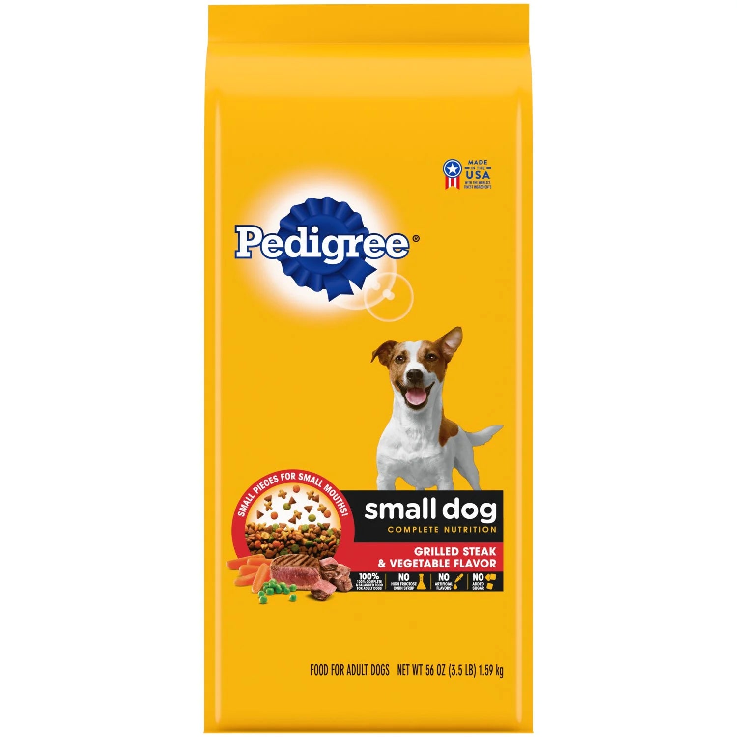 PEDIGREE Complete Nutrition Grilled Steak and Vegetable Dry Dog Food for Small Adult Dog, 14 Lb. Bag