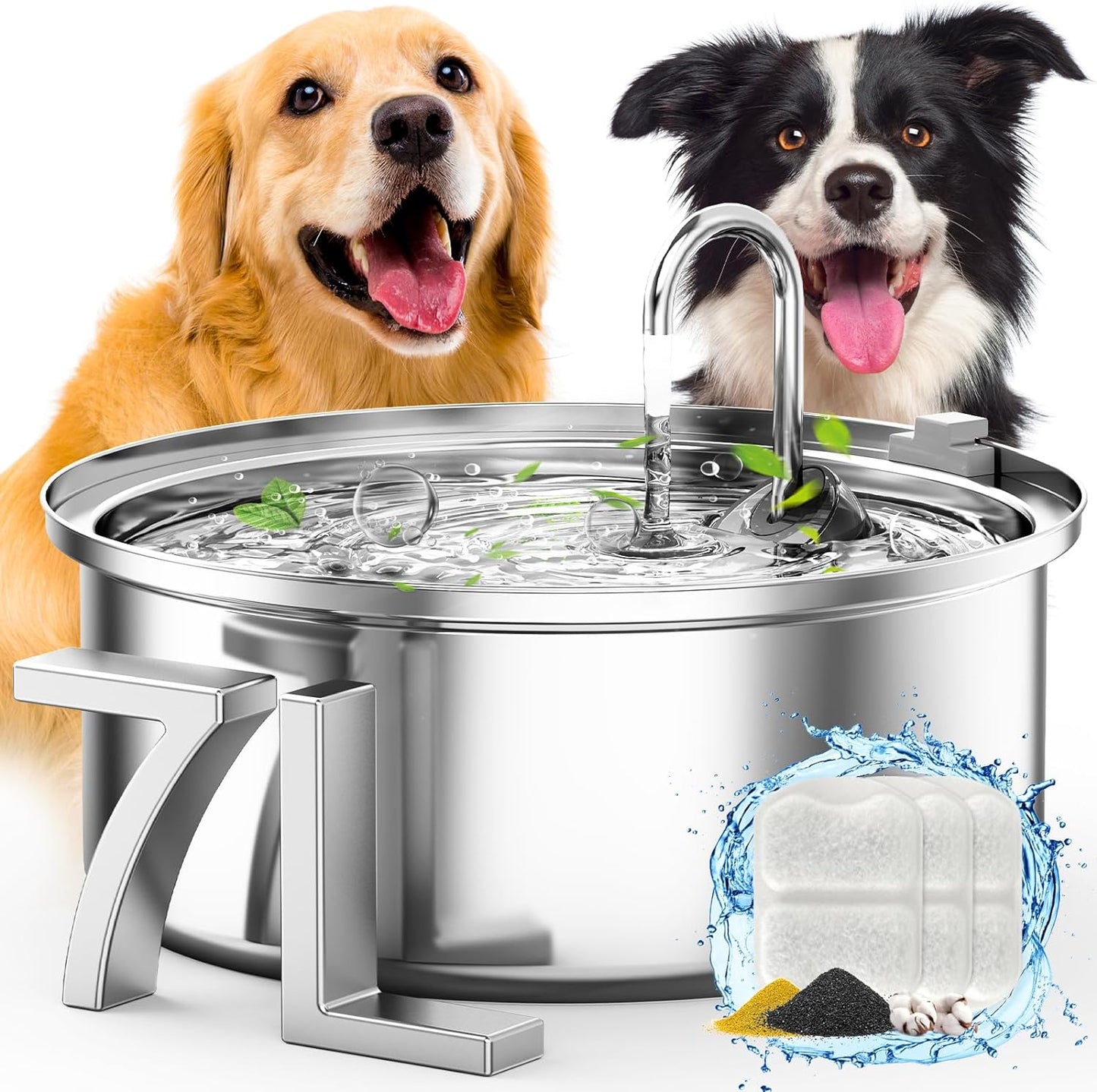 Oneisall Dog Water Fountain for Large Dogs,7L/230Oz/1.8G Stainless Steel Dog Fountain Super Quiet with Triple Filtration,Great for Large Dogs Cats and Multi-Pet Home