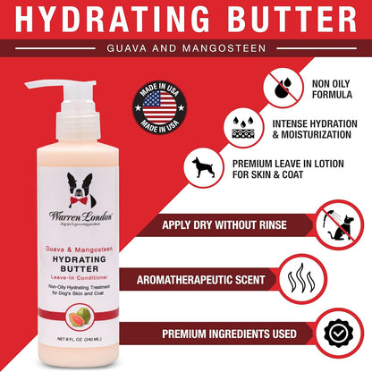 Warren London Hydrating Butter Leave in Pet Conditioner for Dogs | Lotion for Skin and Coat | Aloe Puppy & Dog Conditioner for Hair Detangler, Dry Skin, & Dandruff | Unscented 1Gal