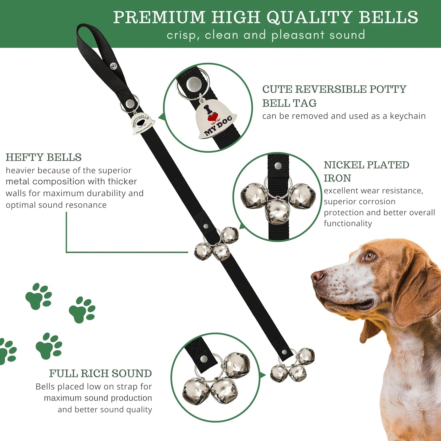 Caldwell'S Pet Supply Co. Dog Potty Bells, Dog Bells to Go Outside, Hanging Dog Door Bell for Potty Training, Quality Bell for Dogs to Ring to Go Potty, Potty Bells for Dogs, Puppy Training Tool