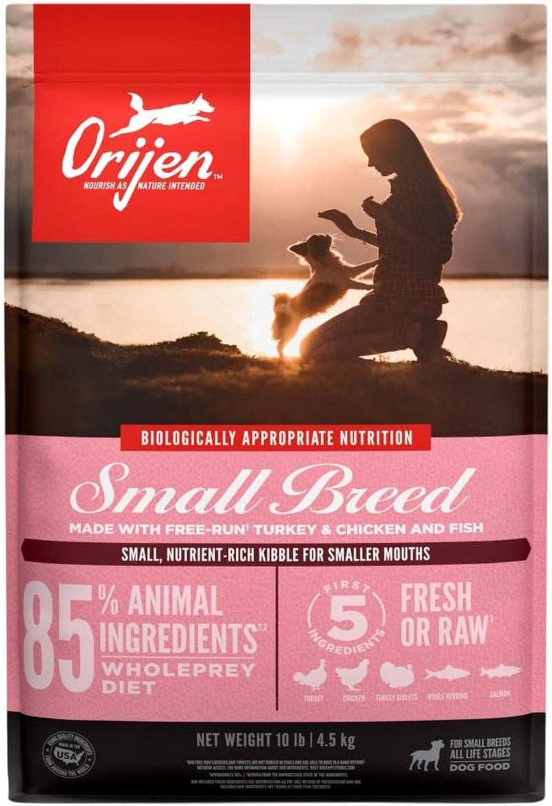 ORIJEN Small Breed Dry Dog Food, Grain Free Dry Dog Food for Small Breeds, Fresh or Raw Ingredients, 10Lb (Package May Vary)