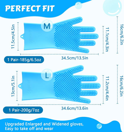 Pecute Pet Grooming Gloves 2 Pairs, Heat Resistant Cat Bathing Gloves with High-Density Teeth, Silicone Dog Bathing Gloves with Enhanced Five Finger Design, Bathing and Massaging for Dogs and Cats