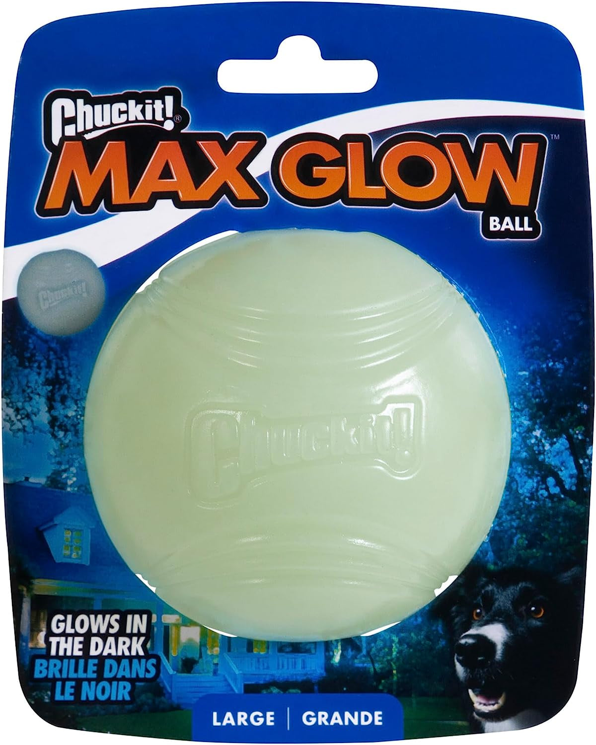 Chuckit! Max Glow Ball Dog Toy, Large (3 Inch Diameter) for Dogs 60-100 Lbs, Pack of 1