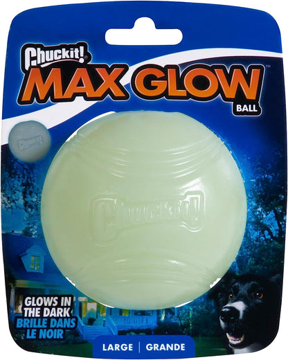 Chuckit Max Glow Ball Dog Toy, Medium (2.5 Inch Diameter) for Dogs 20-60 Lbs, Pack of 2