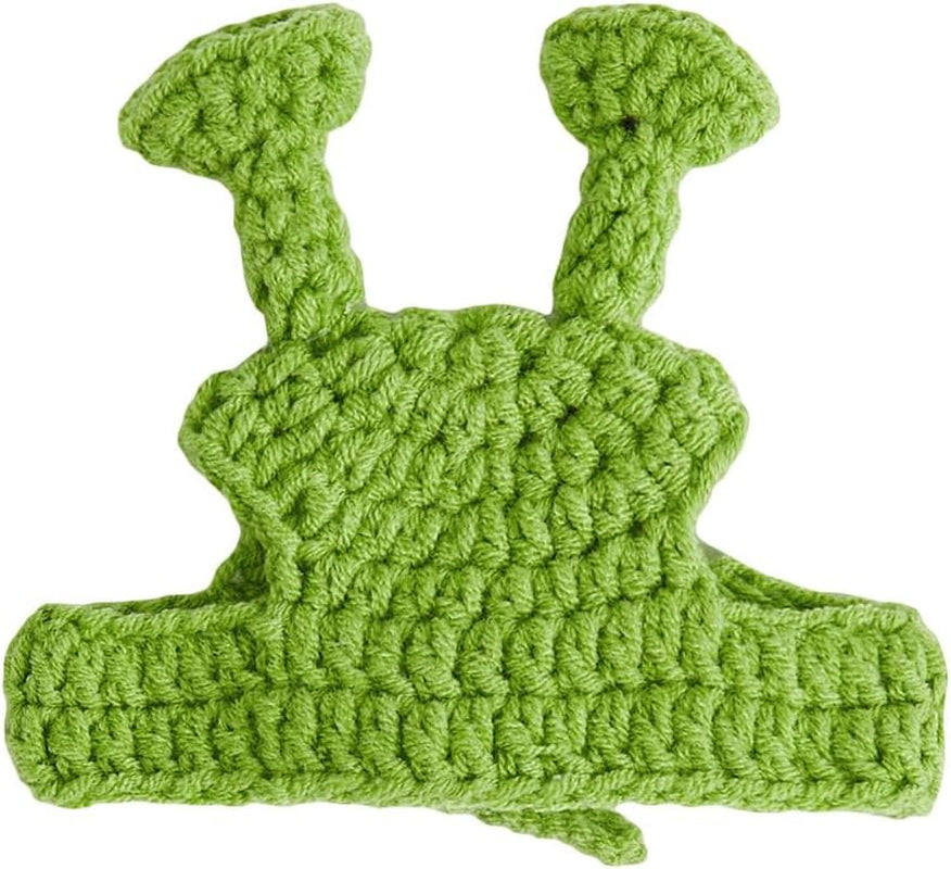 QWINEE Cartoon Alien Design Knit Cute Dog Hat Soft Cat Hat Rabbit Hat Halloween Christmas Party Costume Head Wear Accessories for Puppy Cat Kitten Small Dogs Small Animals Green M