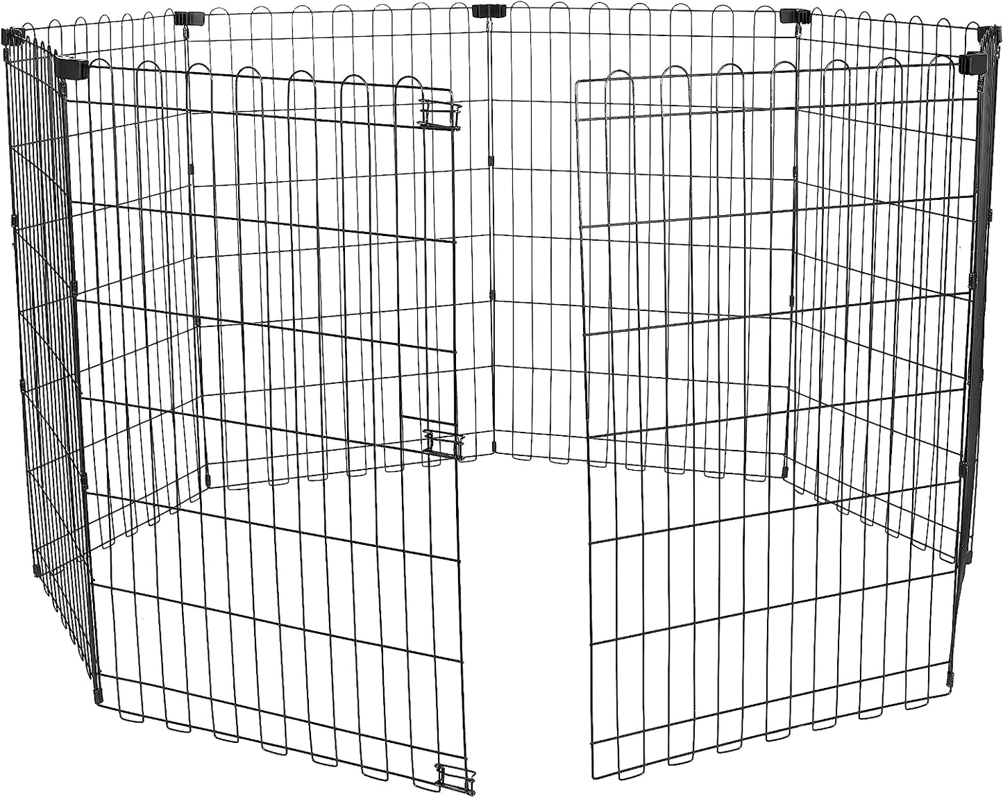 Amazon Basics Foldable Octagonal Metal Exercise Pet Play Pen for Dogs, Fence Pen, No Door, Black, 60 X 60 X 36 Inches