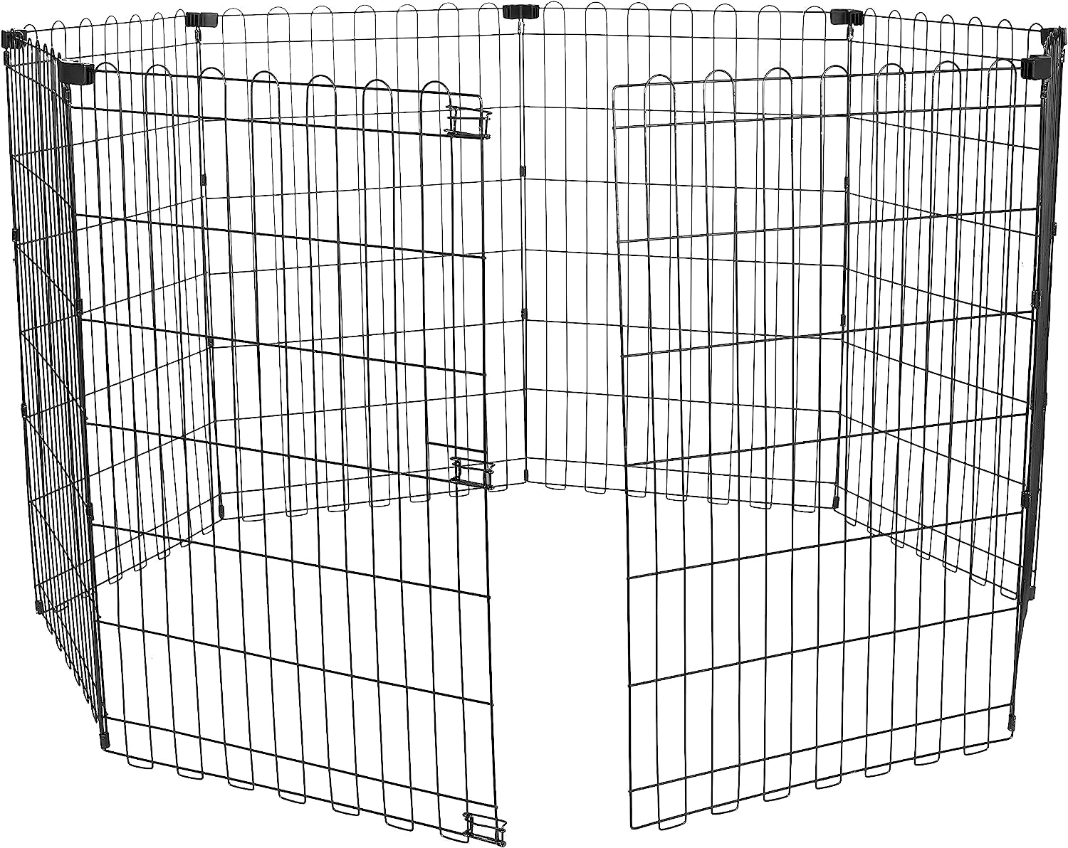 Amazon Basics Foldable Octagonal Metal Exercise Pet Play Pen for Dogs, Fence Pen, No Door, Black, 60 X 60 X 36 Inches