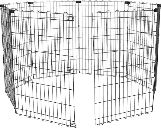 Amazon Basics Foldable Octagonal Metal Exercise Pet Play Pen for Dogs, Fence Pen, No Door, Black, 60 X 60 X 36 Inches