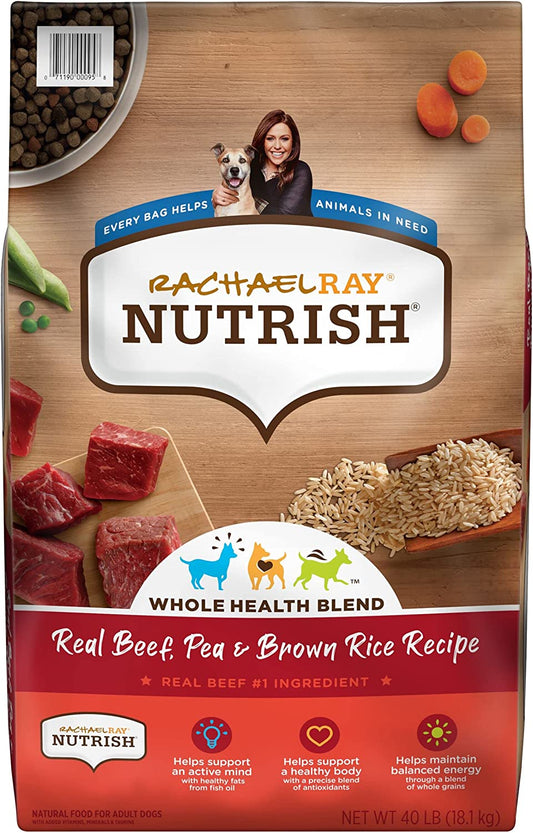 Rachael Ray Nutrish Premium Natural Dry Dog Food, Real Beef, Pea, & Brown Rice Recipe, 40 Pound Bag (Packaging May Vary)