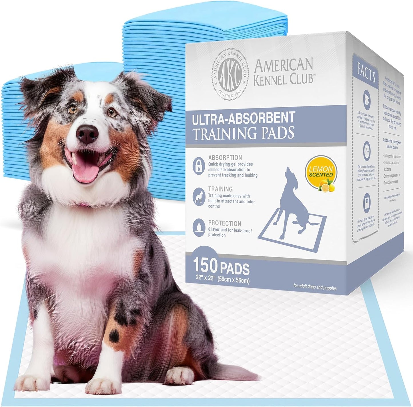 Ultra Absorbent Odor Control Scented Training Pads for Dogs Leak-Proof Quick Dry Gel – 22 X 22 Puppy Pads - Lemon Scented - Pack of 150