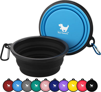 Rest-Eazzzy Collapsible Dog Bowls for Travel, 2-Pack Dog Portable Water Bowl for Dogs Cats Pet Foldable Feeding Watering Dish for Traveling Camping Walking with 2 Carabiners, BPA Free