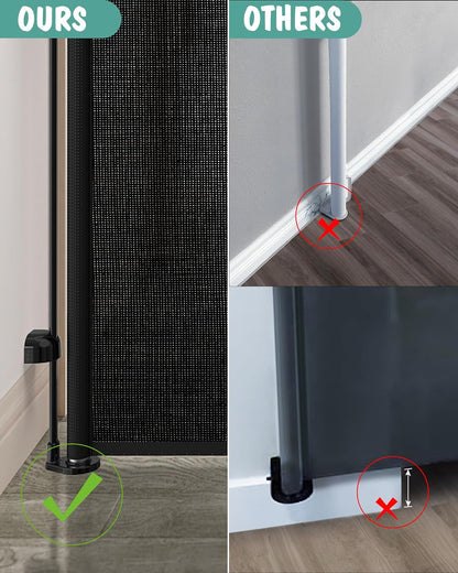 Cumbor 76" Wide Retractable Baby Gates for Stairs, Mesh Dog Gate for the House, 34" Tall Extra Wide Pet Gate for Dogs, Long Child Safety Gates for Doorways, Hallways, Cat Gate Indoor/Outdoor(White)