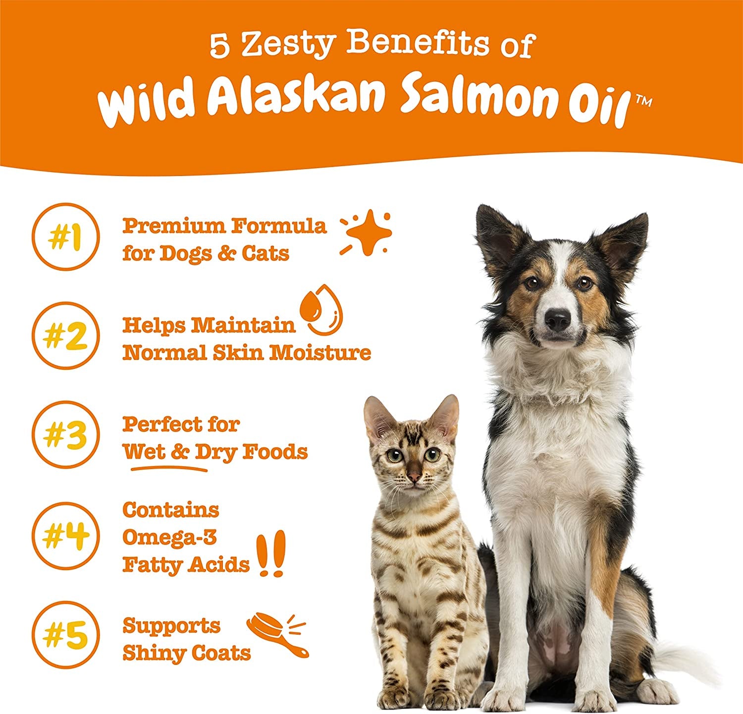 Wild Alaskan Salmon Oil Formula for Dogs & Cats - Omega 3 Skin & Coat Support - Liquid Food Supplement for Pets - Natural EPA + DHA Fatty Acids for Joint Function, Immune & Heart Health 16oz