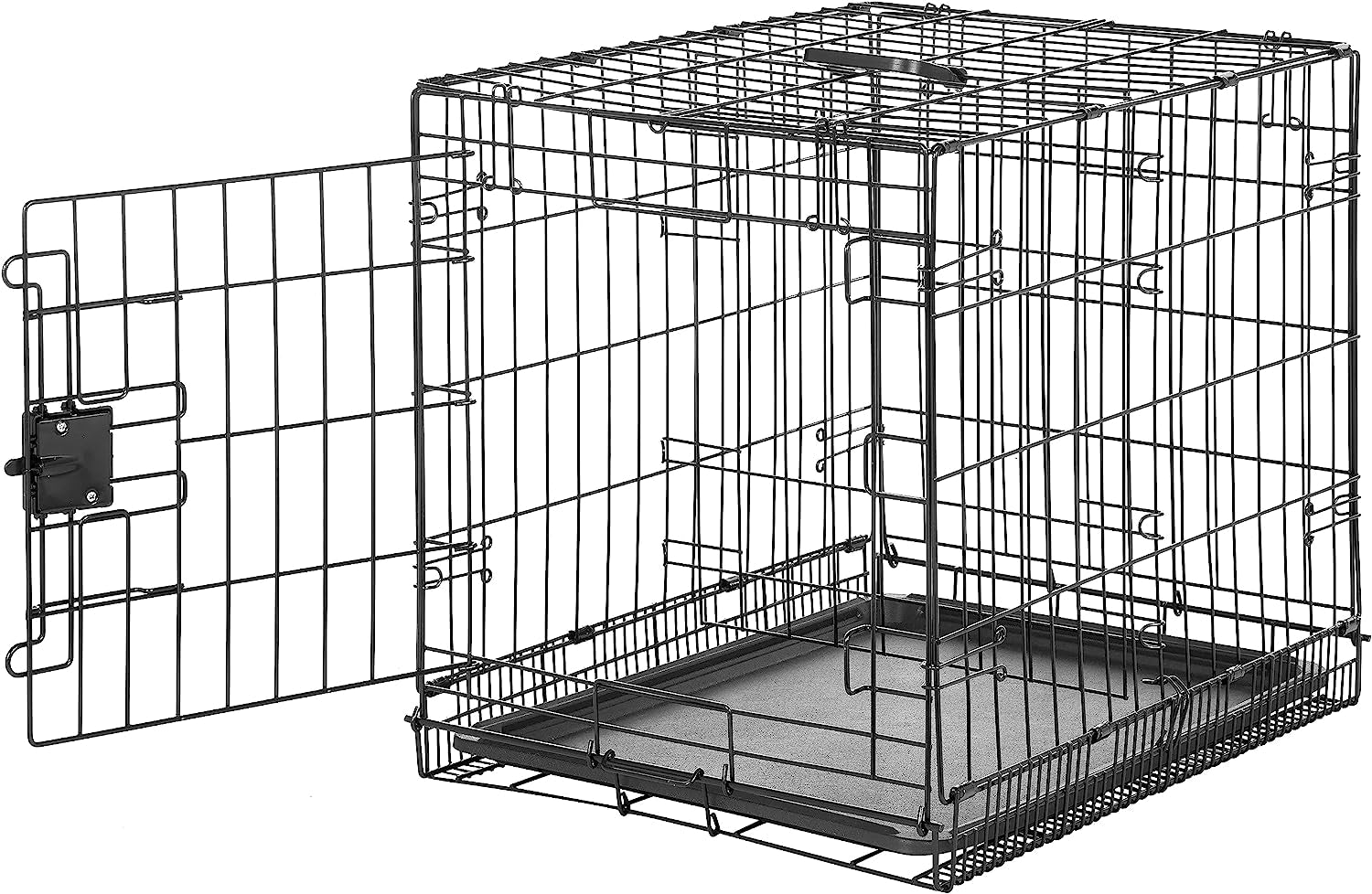 Amazon Basics Durable, Foldable Metal Wire Dog Crate with Tray, Single Door, 24 X 18 X 20 Inches, Black