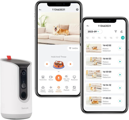 2K Pet Camera with Phone App - 360° View, 5G & 2.4G Wifi Two-Way Audio Dog Camera with Treat Dispenser Security Pet Camera for Dogs Remote Pet Monitoring