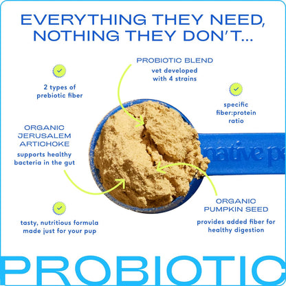 Native Pet Probiotic for Dogs - Vet Created Powder Digestive Issues Dog + Prebiotic Bone Broth 232 Gram 6 Billion CFU- Probiotics Love! (16.4 Oz)