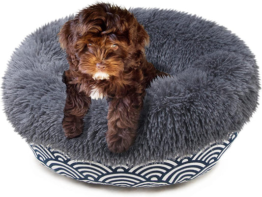 Modern Dog Bed Dog Beds for Small Dogs 19 Inches Anxiety and Calming Theme Style Dog Beds Washable Fluffy and Plush Puppy Beds for Small Dogs Fits up to 15 Lbs Pets Beds for Small Dog.