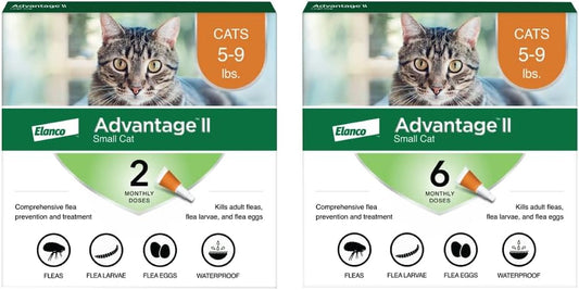 Advantage II Small Cat Vet-Recommended Flea Treatment & Prevention | Cats 5-9 Lbs. | 8-Month Supply