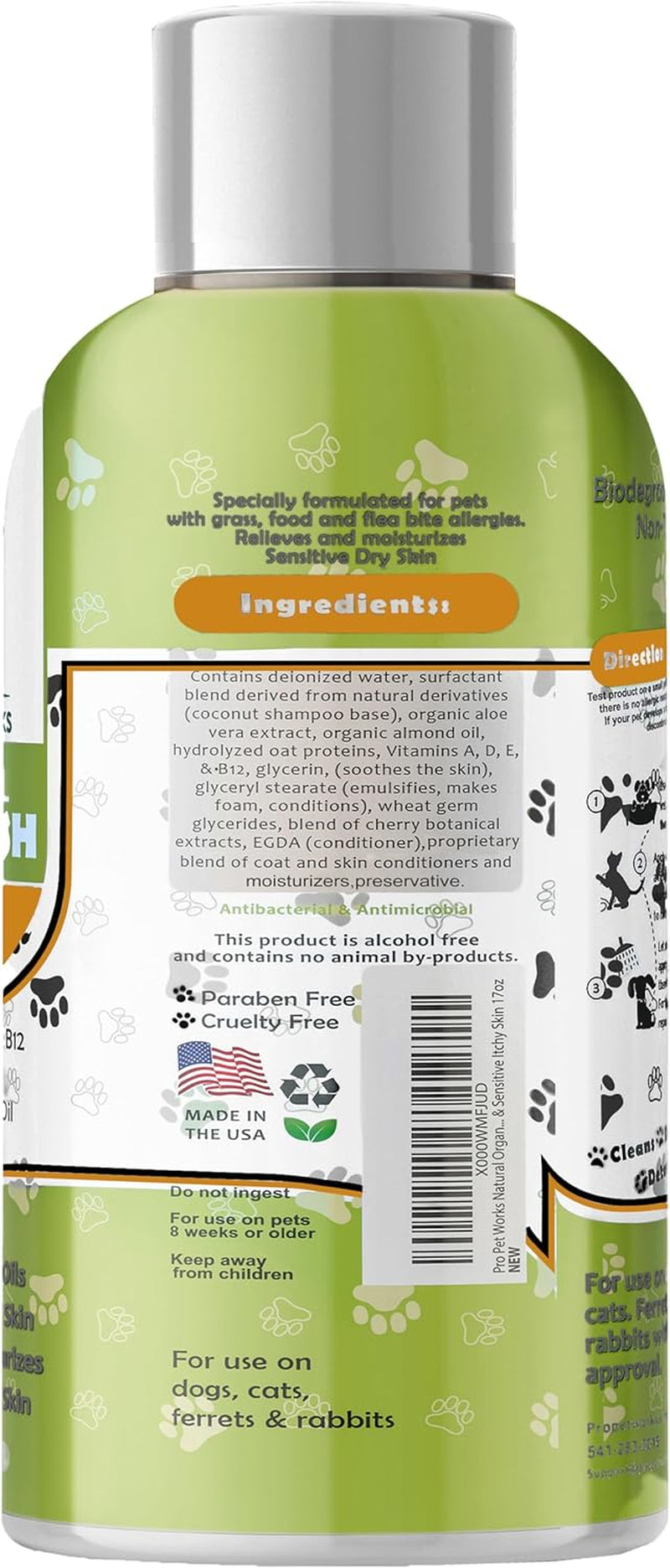 5 in 1 Oatmeal Lavender-Lilac Dog Shampoo and Conditioner 17Oz-Organic Soap/Sulfate Free-Deshed Moisturizer for Dandruff Allergies & Itchy Dry Sensitive Skin-Grooming for Smelly Puppy-Pro Pet Works