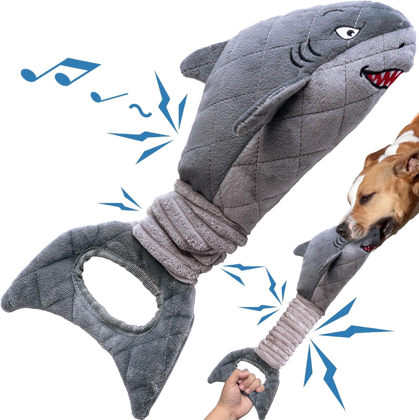 Dog Toys for Small Dogs, Squeaky Tough Dog Toys for Aggressive Chewers, Plush Dog Chew Toys for Teething, Interactive Shark Dog Toys to Keep Them Busy, Puppy Toys for Small, Medium,Large Breeds