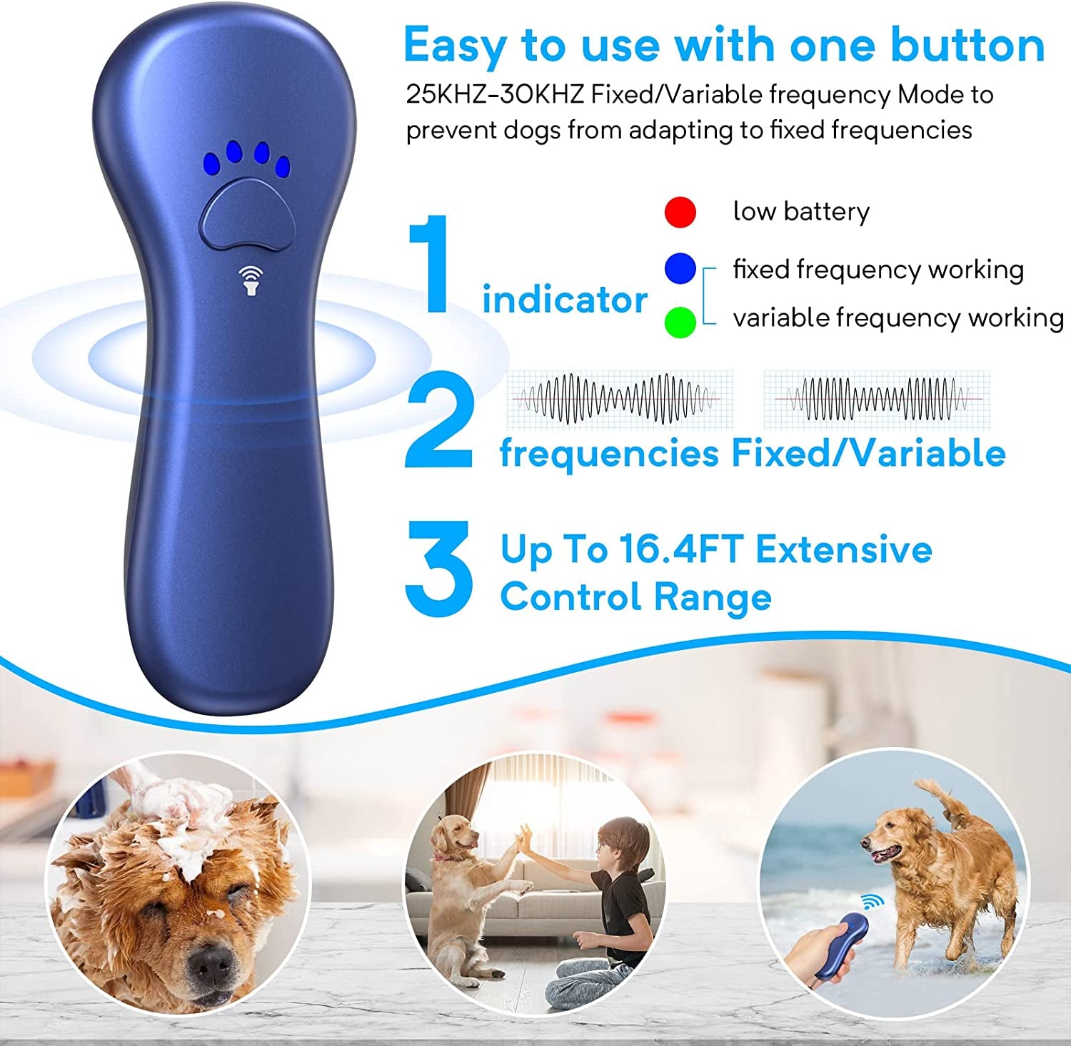 New anti Barking Device, Dog Barking Control Devices,Rechargeable Ultrasonic Dog Bark Deterrent up to 16.4 Ft Effective Control Range Safe for Human & Dogs Portable Indoor & Outdoor(Black)