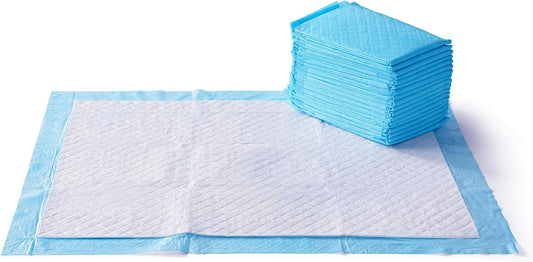 Amazon Basics Dog and Puppy Pee Pads with 5-Layer Leak-Proof Design and Quick-Dry Surface for Potty Training, Heavy Duty Absorbency, X-Large, 28 X 34 Inch - Pack of 25, Blue & White