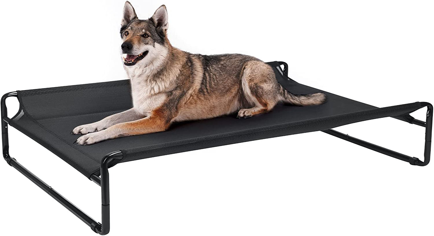 Veehoo Original Cooling Elevated Dog Bed, Outdoor Raised Dog Cots Bed for Large Dogs, Portable Standing Pet Bed with Washable Breathable Mesh, No-Slip Feet for Indoor Outdoor, X-Large, Black, CWC2201