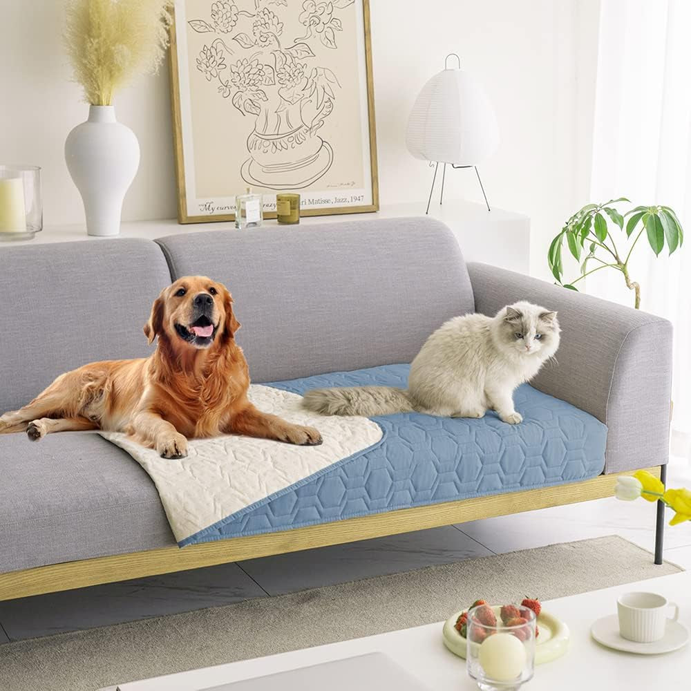 Waterproof and Anti-Slip Dog Bed Cover and Pet Blanket Sofa Pet Bed Mat ，Car Incontinence Mattress Protectors Furniture Couch Cover for Most Cats Dogs, Pets<30X70-Stoneblue>