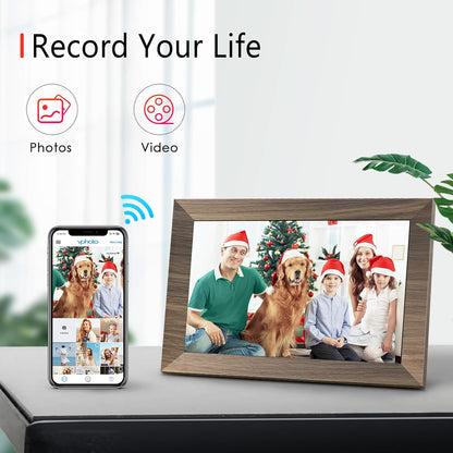 10.1 WiFi Digital Picture Frame, IPS Touch Screen Smart Cloud Digital Photo Frame with 16GB Storage, Wall Mountable, Auto-Rotate, Share Photos from Anywhere Via App