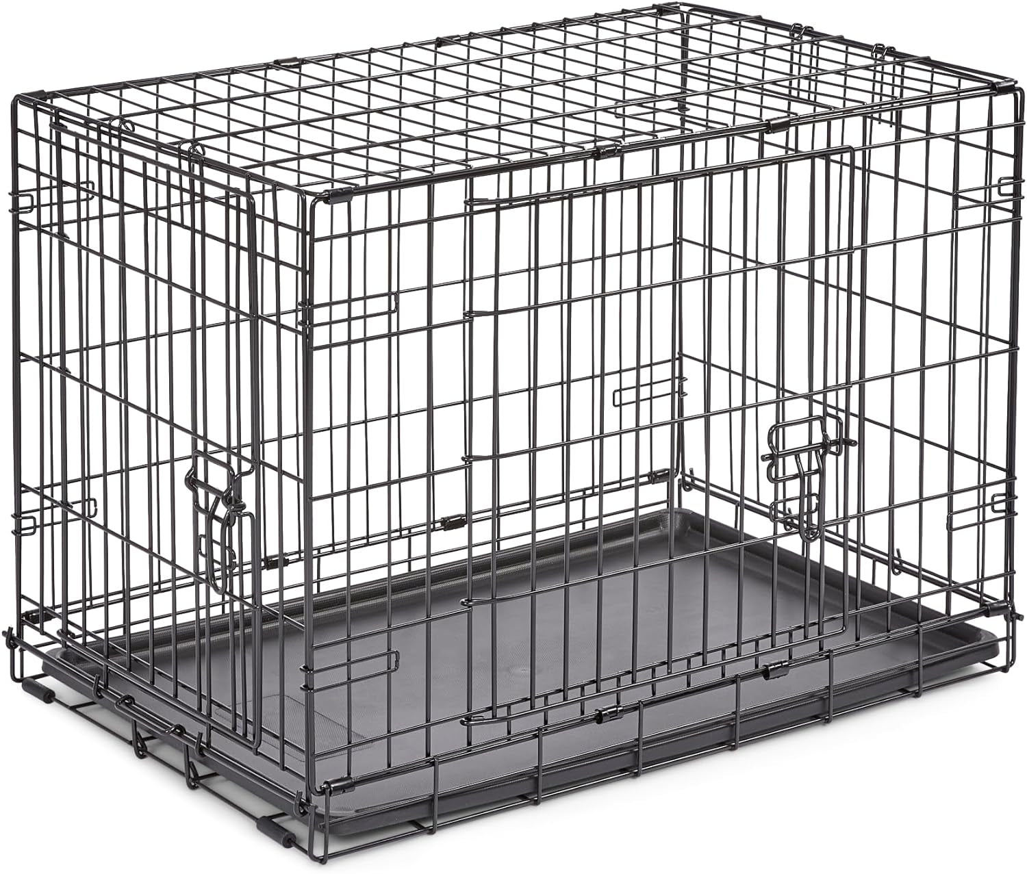 New World Newly Enhanced Double Door New World Dog Crate, Includes Leak-Proof Pan, Floor Protecting Feet, & New Patented Features, 24 Inch