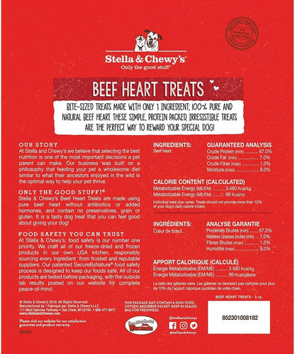 Stella & Chewy'S Freeze-Dried Raw Single Ingredient Beef Heart Treats, 3 Oz. Bag