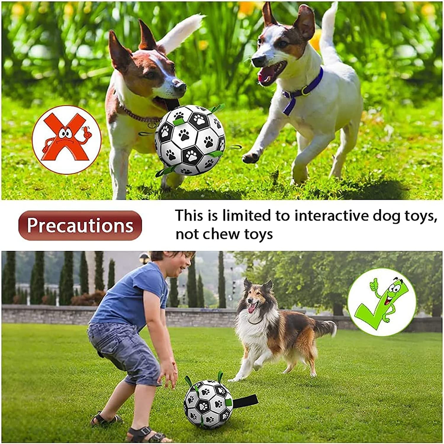 Dog Toys Soccer Ball with Straps - Durable Dog Balls for Large Dogs, Beach Pool Dog Water Toy, Dog Tug Toys for Tug of War, Puppy Dog Birthday Gifts (8 Inch)