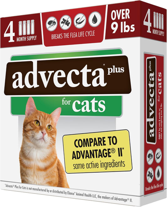 Plus Flea Prevention for Cats, Cat and Kitten Treatment & Control, Small and Large, Fast Acting Waterproof Topical Drops, 4 Month Supply