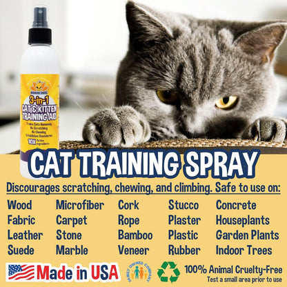 Bodhi Dog Cat Deterrent Spray, 8Oz - Safe Indoor & Outdoor Training Spray with Essential Oils - Effective Scratch Deterrent for Furniture - Made in USA