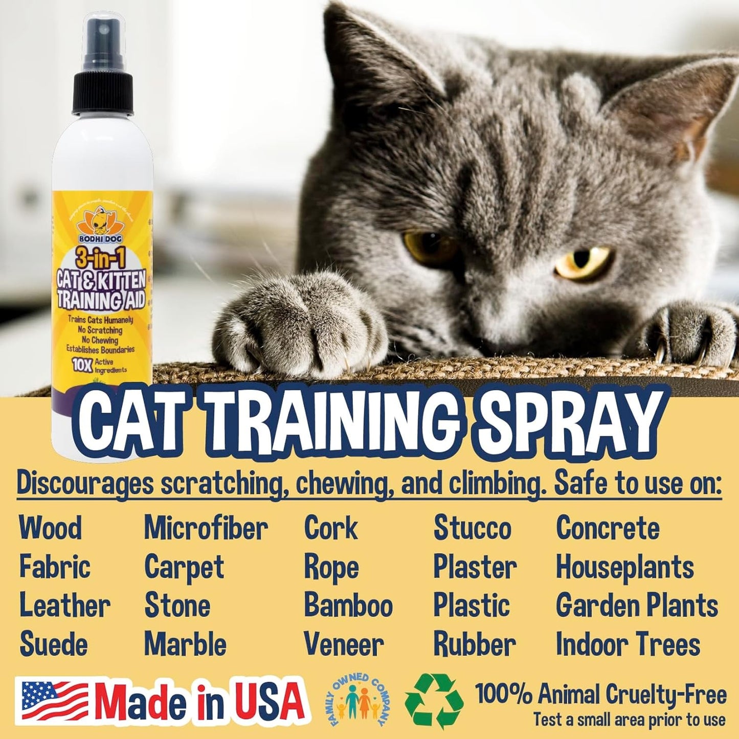 Bodhi Dog Cat No More Marking! Spray | Deters Cats from Urine Marking Indoors & Outdoors | Removes Urine Marking Odors | Safe for Indoor & Outdoor Use | Made in USA 8Oz