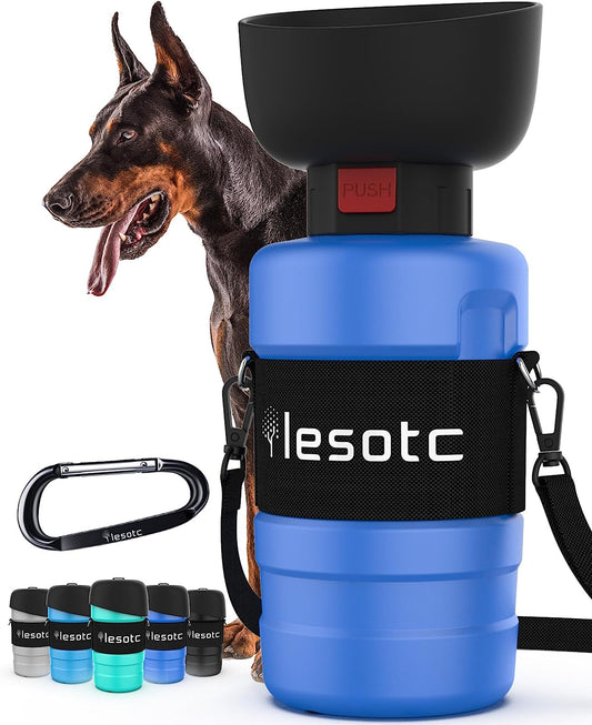 Lesotc Dog Water Bottle, Portable Dog Water Dispenser, Leak Proof Pet Water Bottle for Dogs, Dog Travel Water Bottle for Outdoor Walking, Hiking, Travel, BPA Free, Lightweight